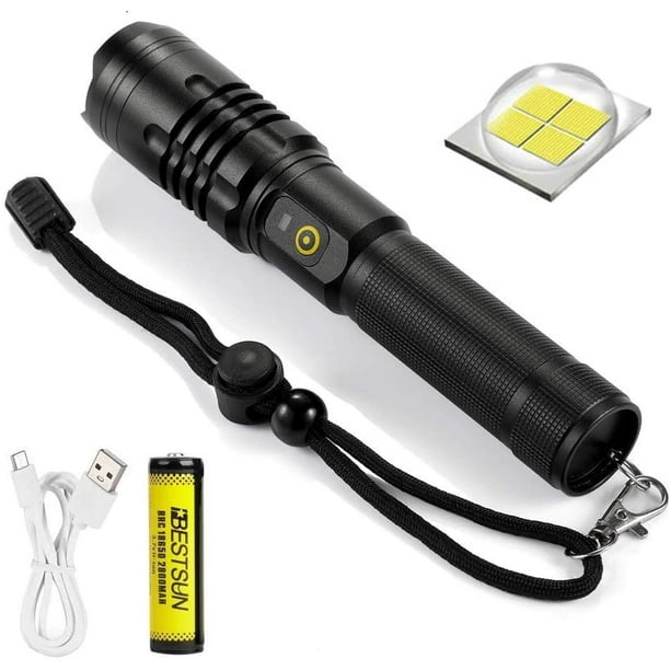 Handheld Flashlight for Hiking Riding Emergencies Zoomable 10000 Lumens Super Bright Tactical Flashlight with 21700 Battery & USB Cable 4 Modes Rechargeable LED Flashlights High Lumens Waterproof Handheld Flashlight for Hiking Riding Emergencies Zoomable 10000 Lumens Super Bright Tactical Flashlight with 21700 Battery & USB Cable 4 Modes Rechargeable LED Flashlights High Lumens Waterproof